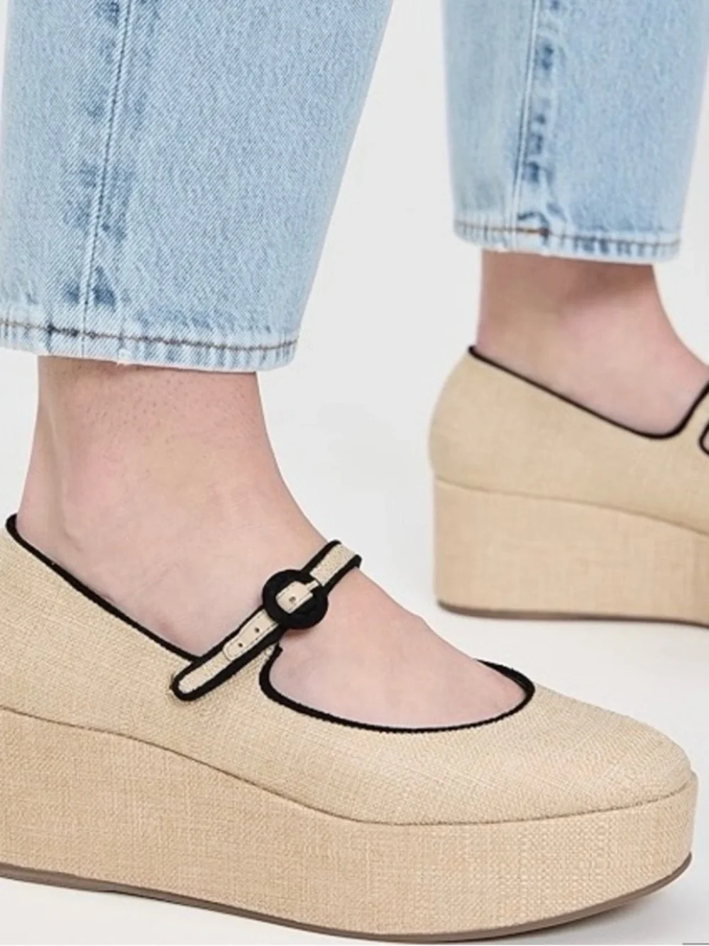 Larroude Blair Flatform Raffia Beige size 10